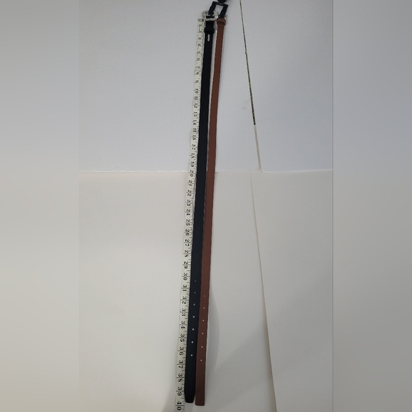 Steve Madden Womens 2 Pack Brown and Black Buckle Belts - Picture 2 of 10